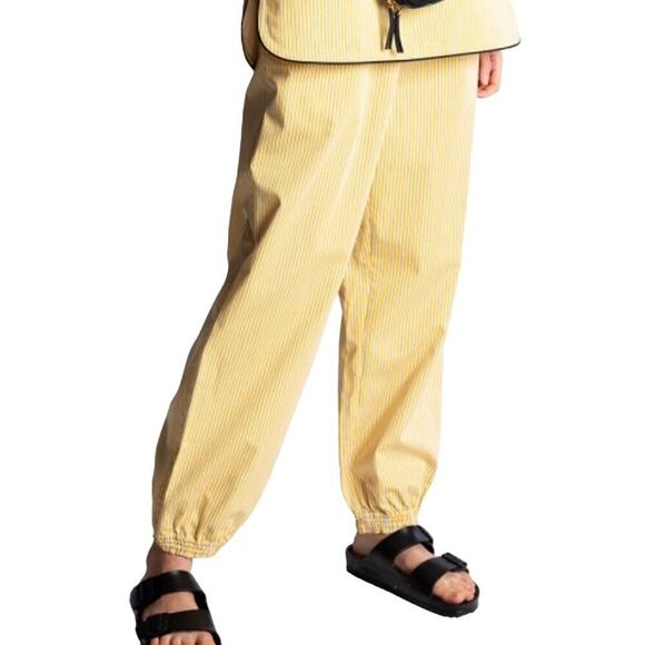 Tory Burch YELLOW Buddy striped pants joggers medium 8 - Picture 1 of 8